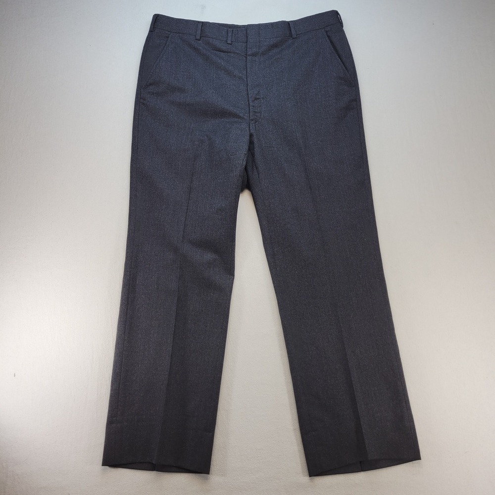 Hart Schaffner Marx Dress Pants Mens 38x31 Gray Wool Racquet Club Flat Front USA